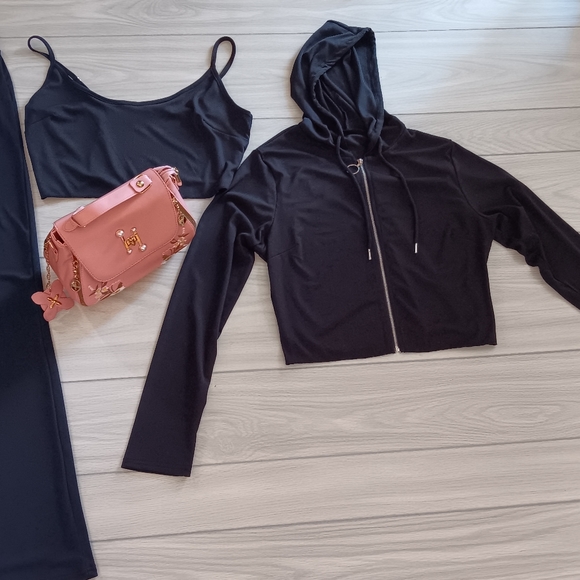 Plus Size Casual Solid Color Plus Size Pit Vest Jacket Pants Three-Piece Set - Picture 6 of 13